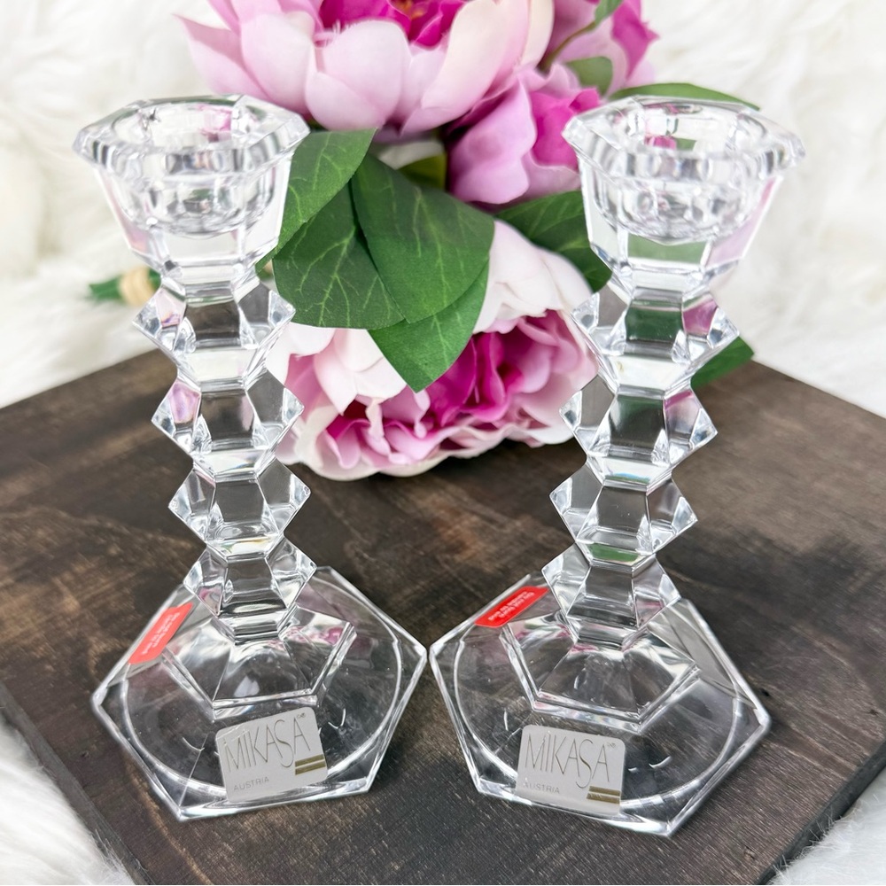 NWT Mikasa Crystal Candle Holders